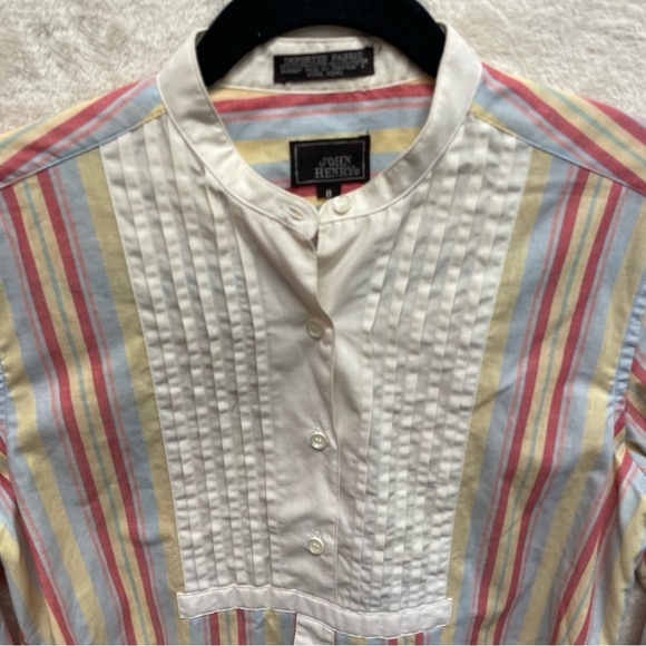 Vintage John Henry striped shirt long sleeve pleated women’s size 8 - Picture 5 of 6